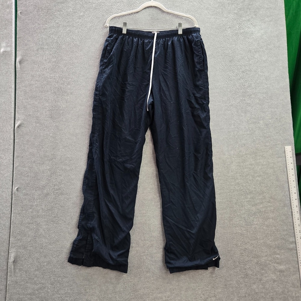 VINTAGE Nike Boys Activewear Track Pants Large Blue Windbreaker Swoosh Logo